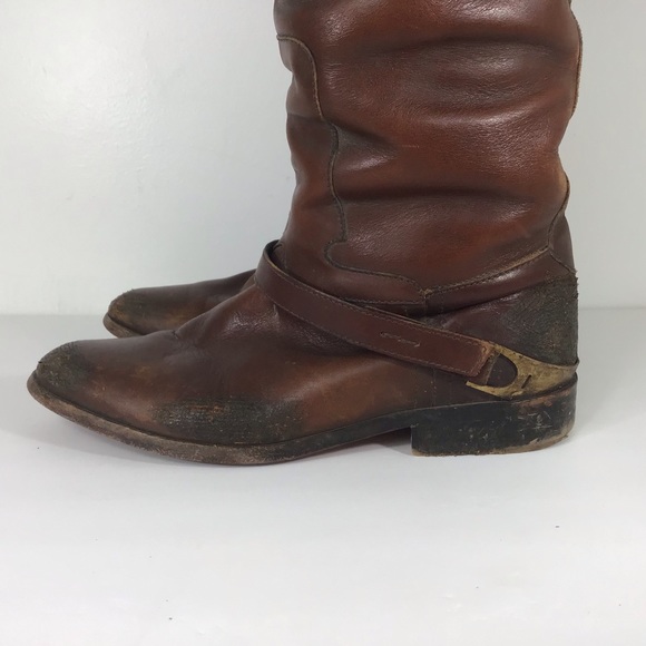 GOLDEN GOOSE CHARLIE DISTRESSED LEATHER RIDING CLAMP BOOTS SZ EUR 38 US 8 - Picture 9 of 15